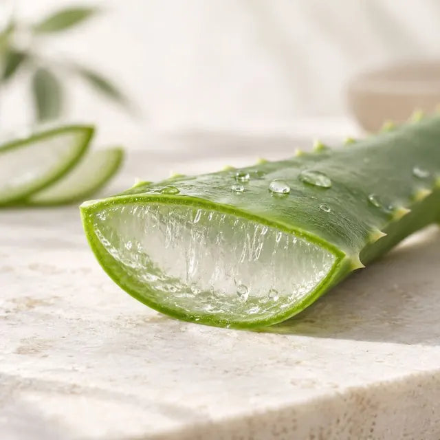 Aloe-Blatt, beruhigte Haut