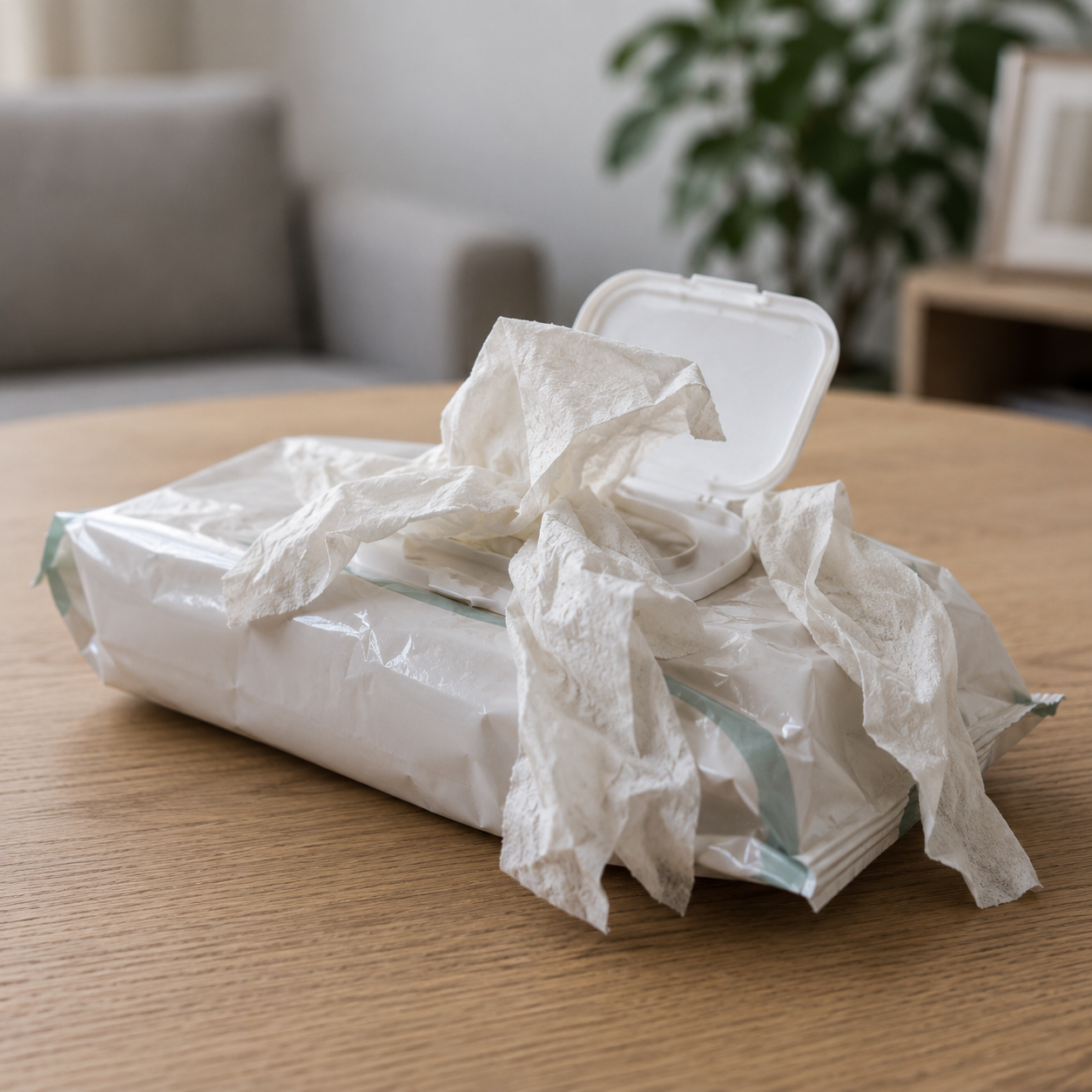 Ausgetrocknete Feuchttuchpackung