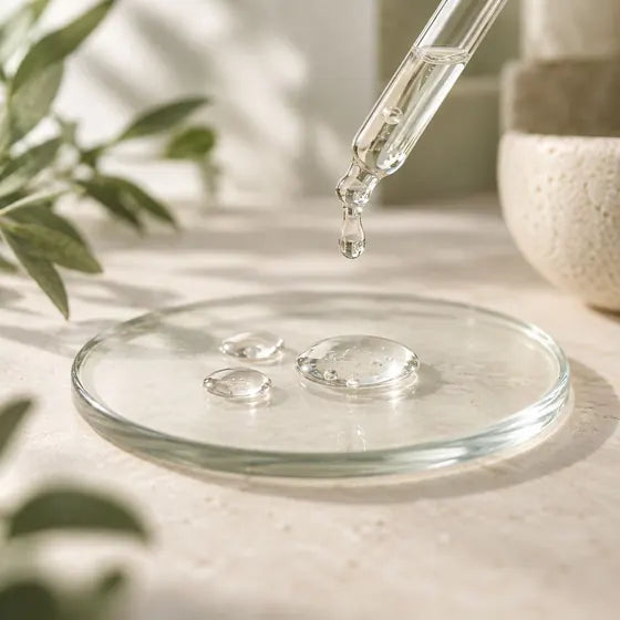 Wassertropfen auf glatter Oberfläche